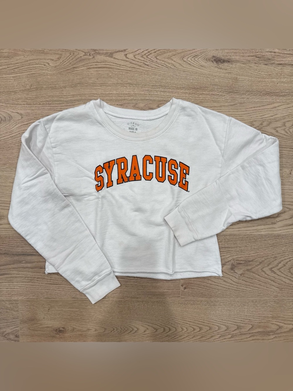 Syracuse University White Cropped Crewneck Sweatshirt - Women’s